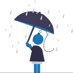Icona di donna con ombrello sotto la pioggia